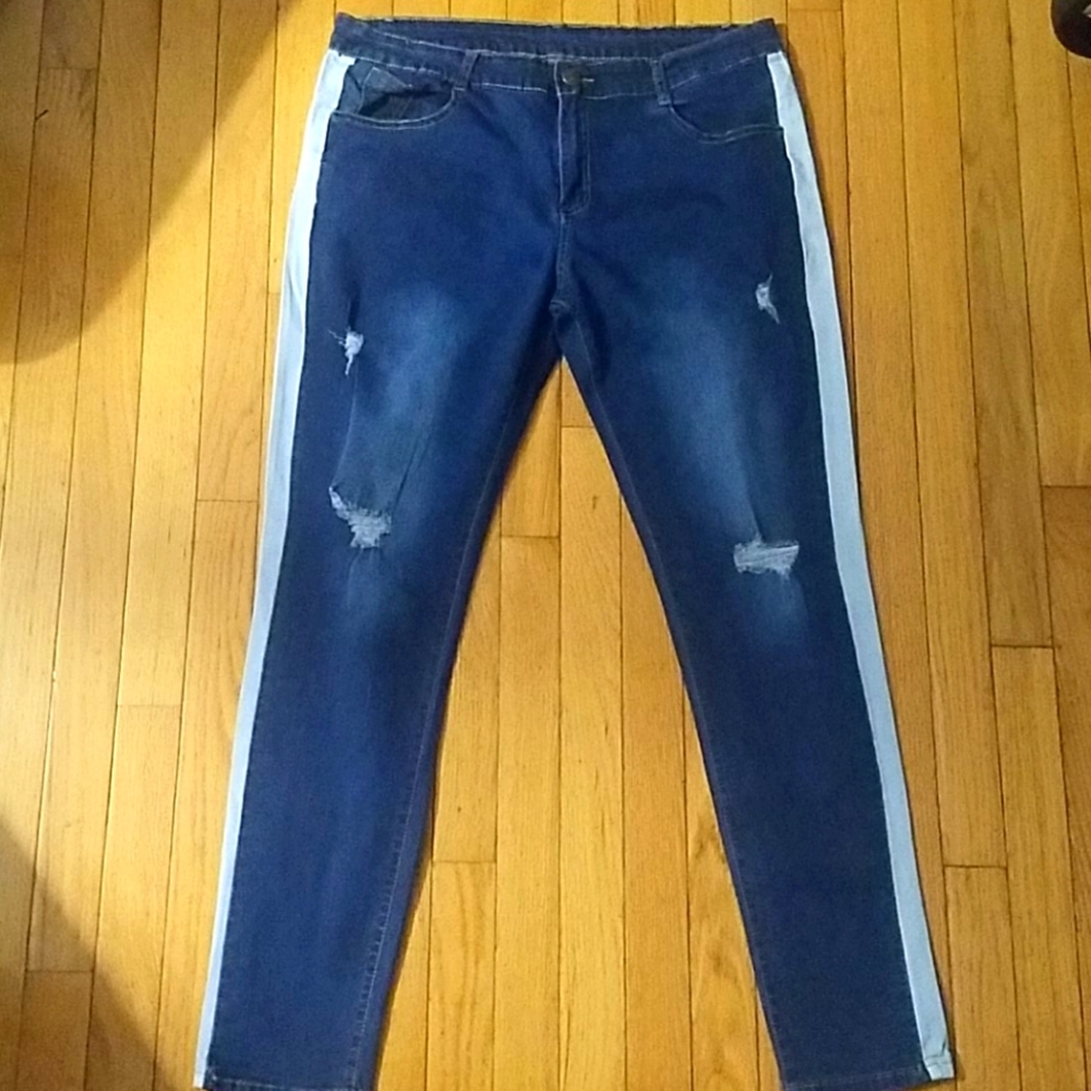 denim  white strip Jeans